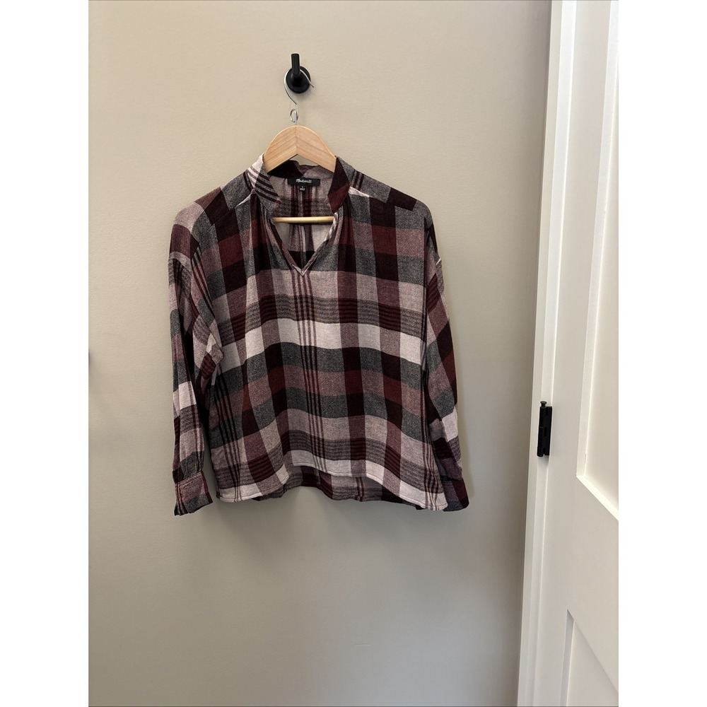 Madewell Highroad Popover Wool Blend Shirt In Schorr Plaid Size S